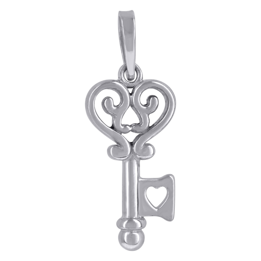 925 Sterling Silver Mens Royal Key Charm Pendant